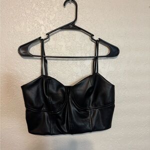Express Black Faux Leather Women's Top
